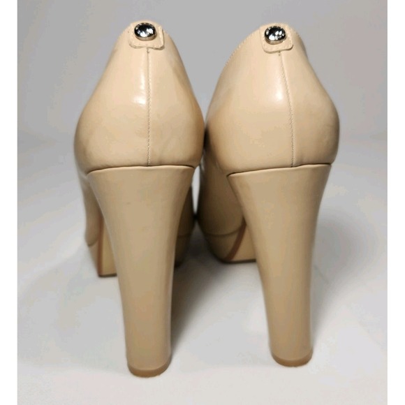 Michael Kors Lesly Patent Leather Heels‎ Size 9M  Nude 4 In Block Heel - Picture 4 of 7